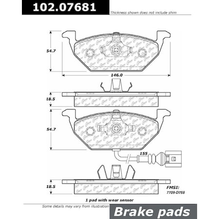 Centric Parts CTEK Metallic Pad, 102.07681 102.07681